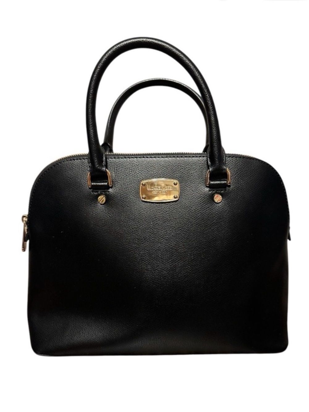 Michael Kors Black Dome Satchel with Gold Tone Hardware